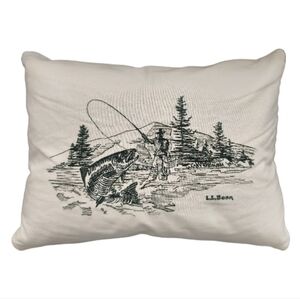 L.L.Bean Goose Down Collectible Cabin Fishing Throw Pillow 17x13 Lodge Rare
